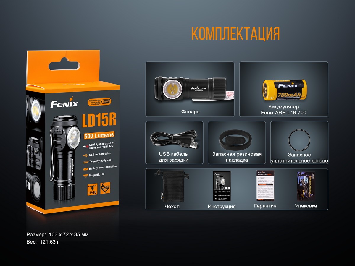 Ліхтар ручний Fenix LD15R Cree XP-G3 - фото 21
