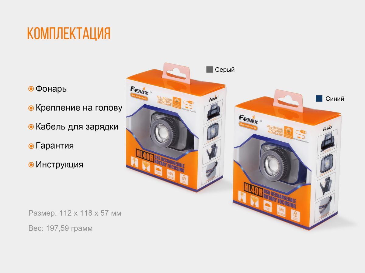 Ліхтар налобний Fenix HL40R Cree XP-LHIV2 LED синій HL40RBL - фото 13