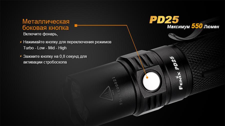 Ліхтар ручний Fenix PD25+16340 USB - фото 6