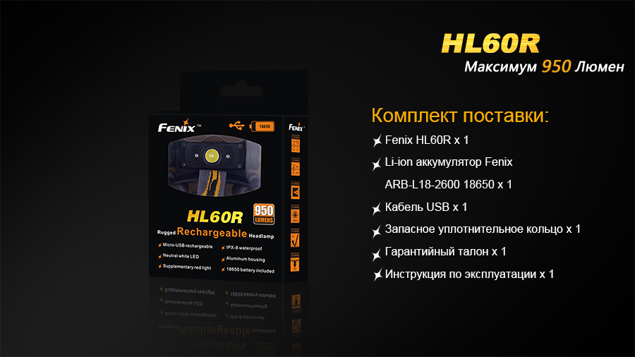 Ліхтар налобний Fenix HL60R Cree XM-L2 U2 Neutral White LED - фото 13