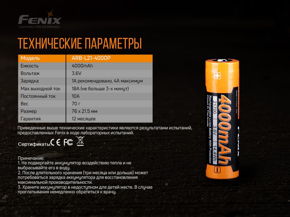 Акумулятор 21700 Fenix (4000 mAh) - фото 11