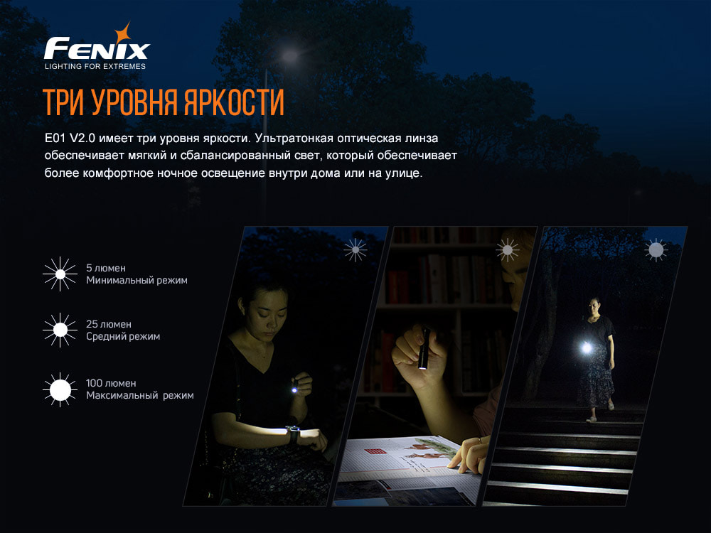 Ліхтар ручний Fenix E01 V2.0 чорний - фото 13