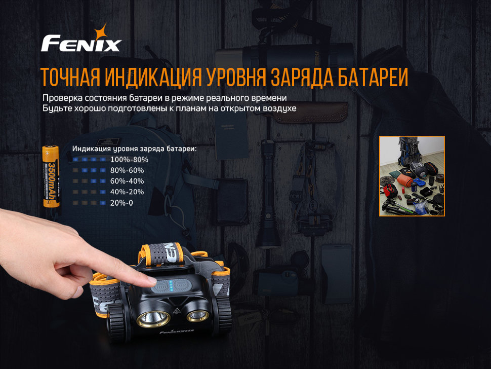 Налобний ліхтар Fenix HM65R+ліхтар ручний Fenix E01 V2.0 у подарунок - фото 16