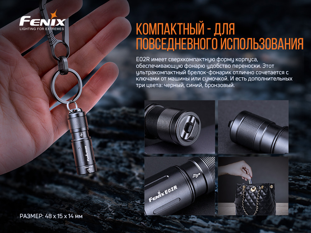 Ліхтар ручний Fenix E02R синій E02Rbl - фото 7