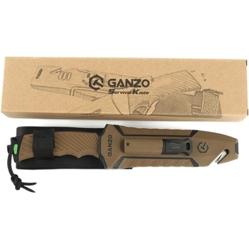 Фото Ніж Ganzo G8012V2-DY коричневий (G8012V2-DY) з паракордом