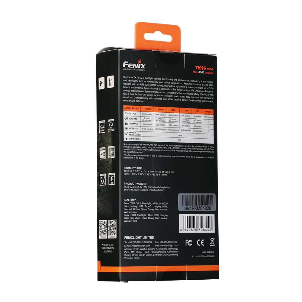 Ліхтар ручний Fenix TK16 V2.0 + Ліхтар ручний Fenix E02R TK16V20E02R - фото 3