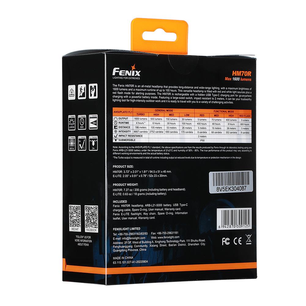 Ліхтар налобний Fenix HM70R + Ліхтар ручний Fenix E-LITE HM70RE-LITE - фото 2