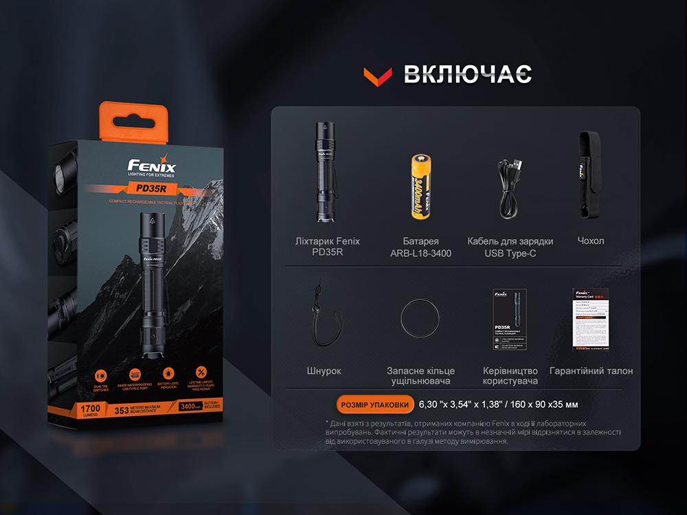 Ліхтар тактичний акумуляторний Fenix PD35R - фото 5