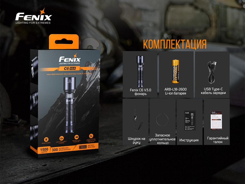 Комплект з двух ліхтарів Fenix C6 V3.0 C6V30 и Fenix E-SPARK - фото 6