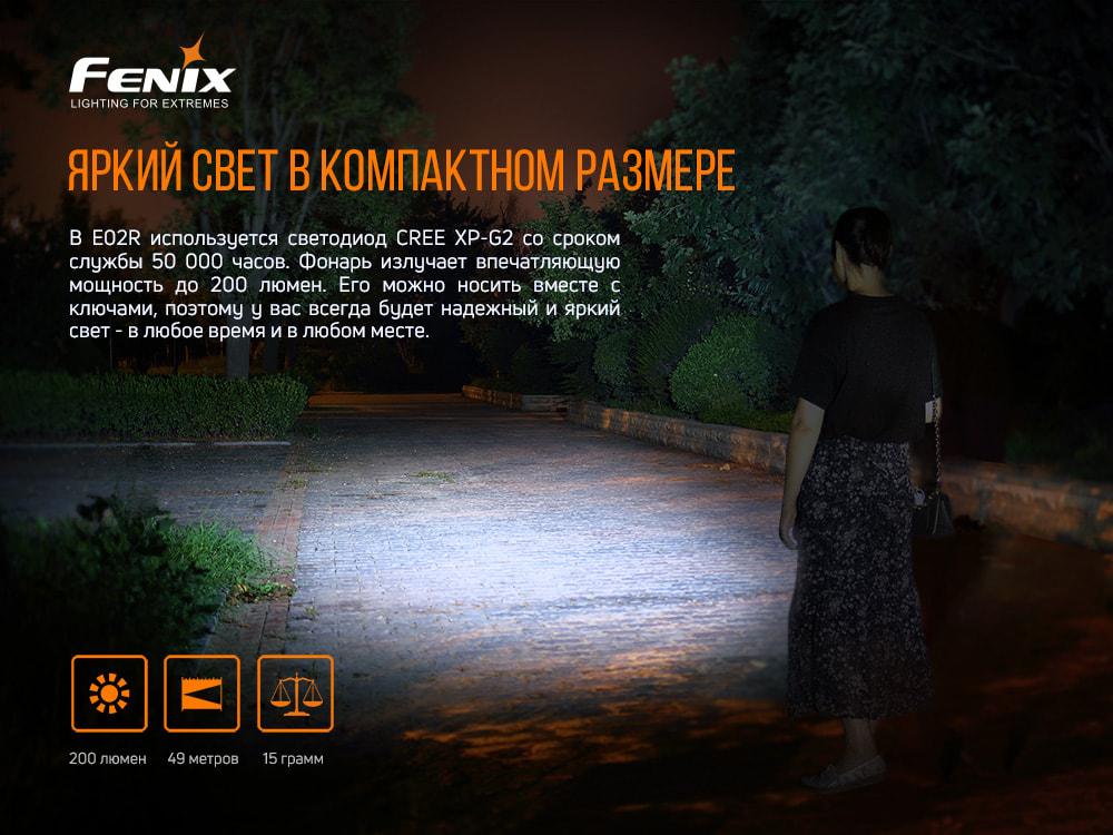 Комплект іх двух ліхтарів Fenix E02R чорних E02Rblk - фото 8