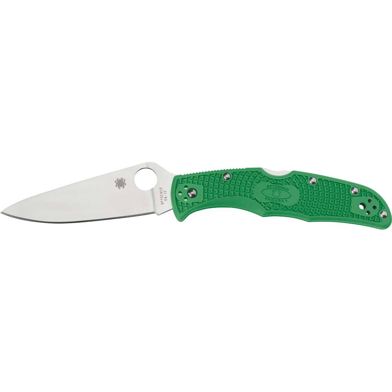 Ніж Spyderco Endura4 Flat Ground. Колір: зелений C10FPGR 87.01.31 - фото 1