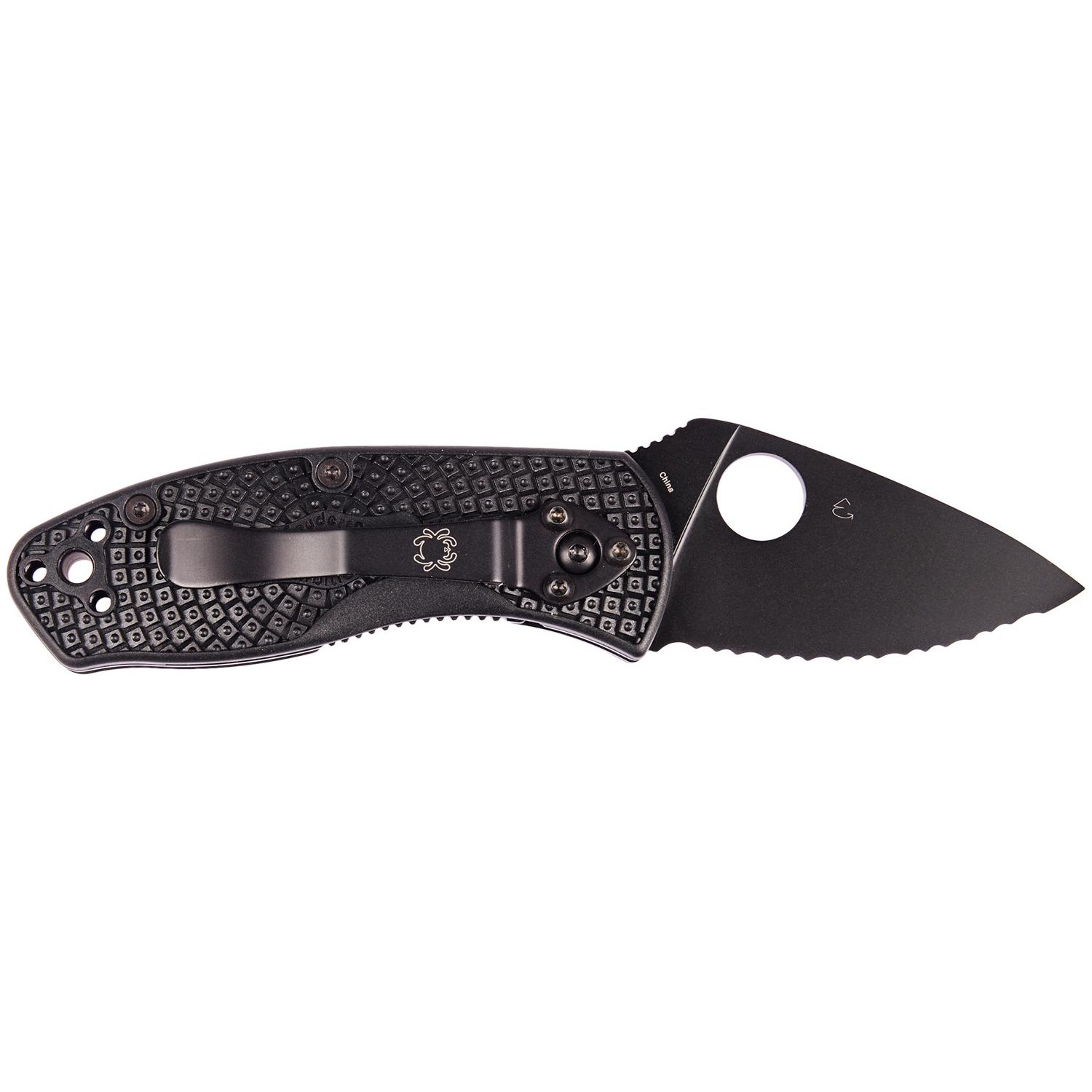 Ніж Spyderco Ambitious Lightweight Black Serrated C148SBBK 87.15.44 - фото 2