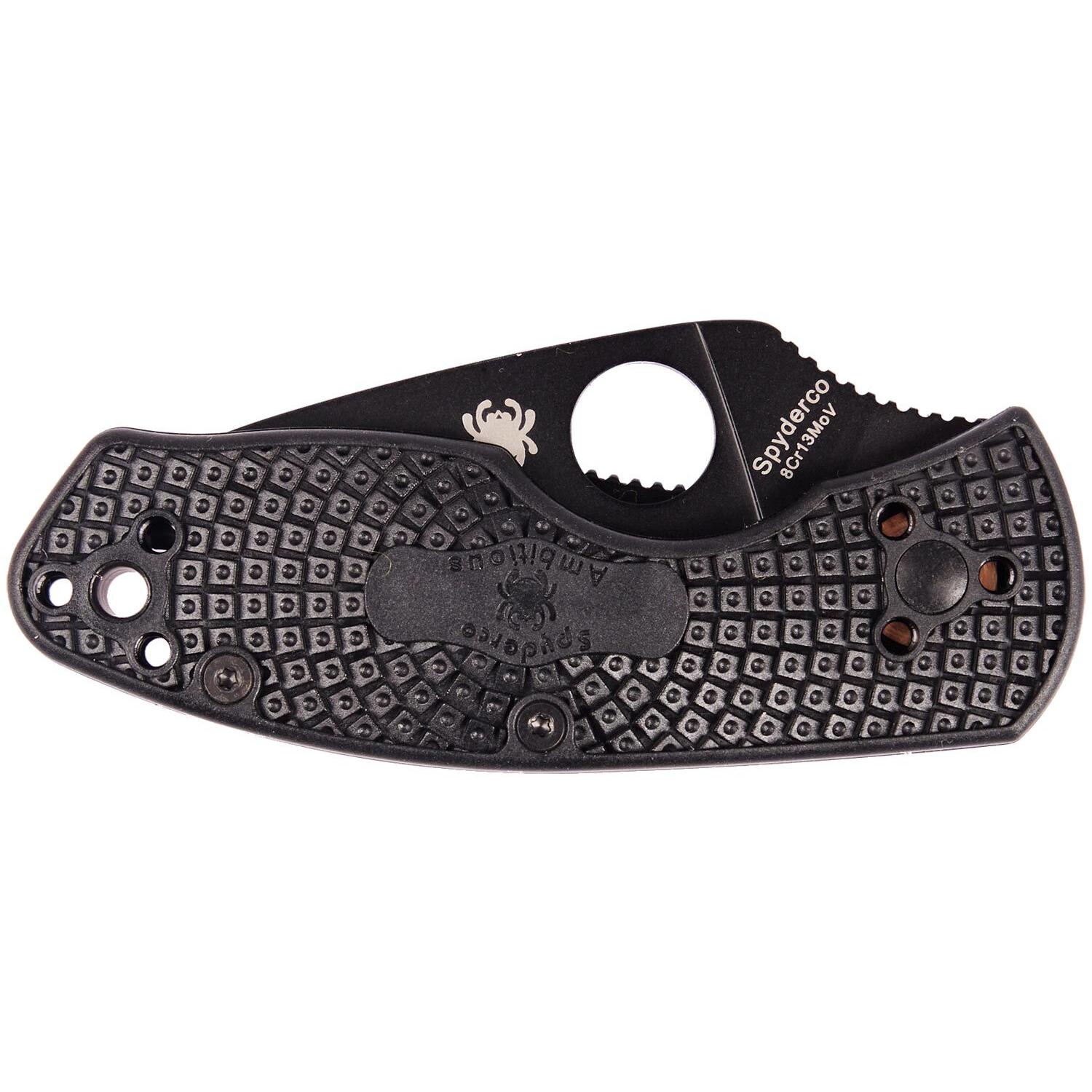 Ніж Spyderco Ambitious Lightweight Black Serrated C148SBBK 87.15.44 - фото 4
