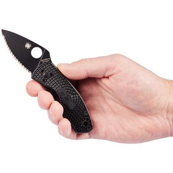 Фото Ніж Spyderco Ambitious Lightweight Black Serrated C148SBBK 87.15.44