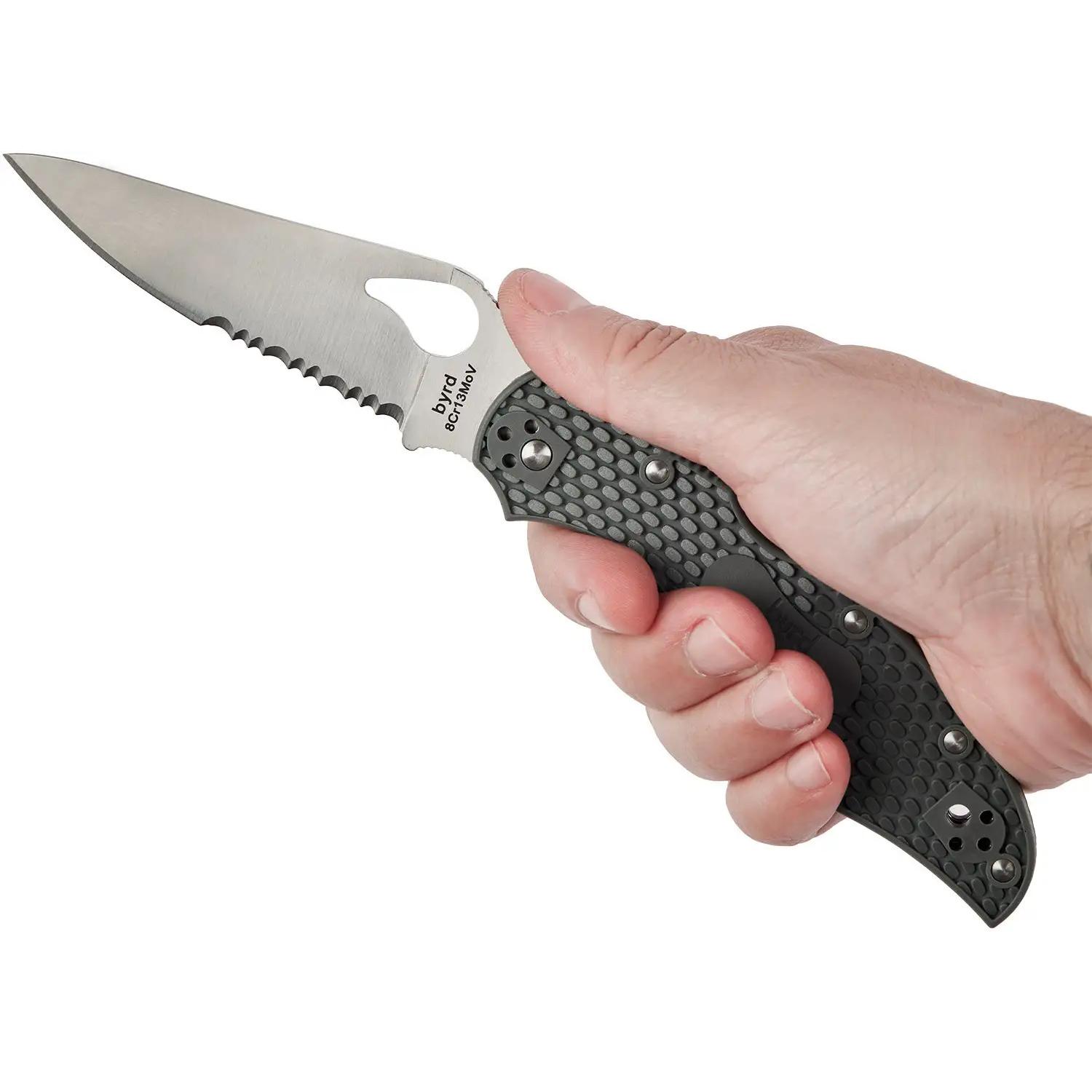 Ніж Spyderco Byrd Cara Cara 2 Half Serrated Gray BY03PSGY2 87.15.59 - фото 5
