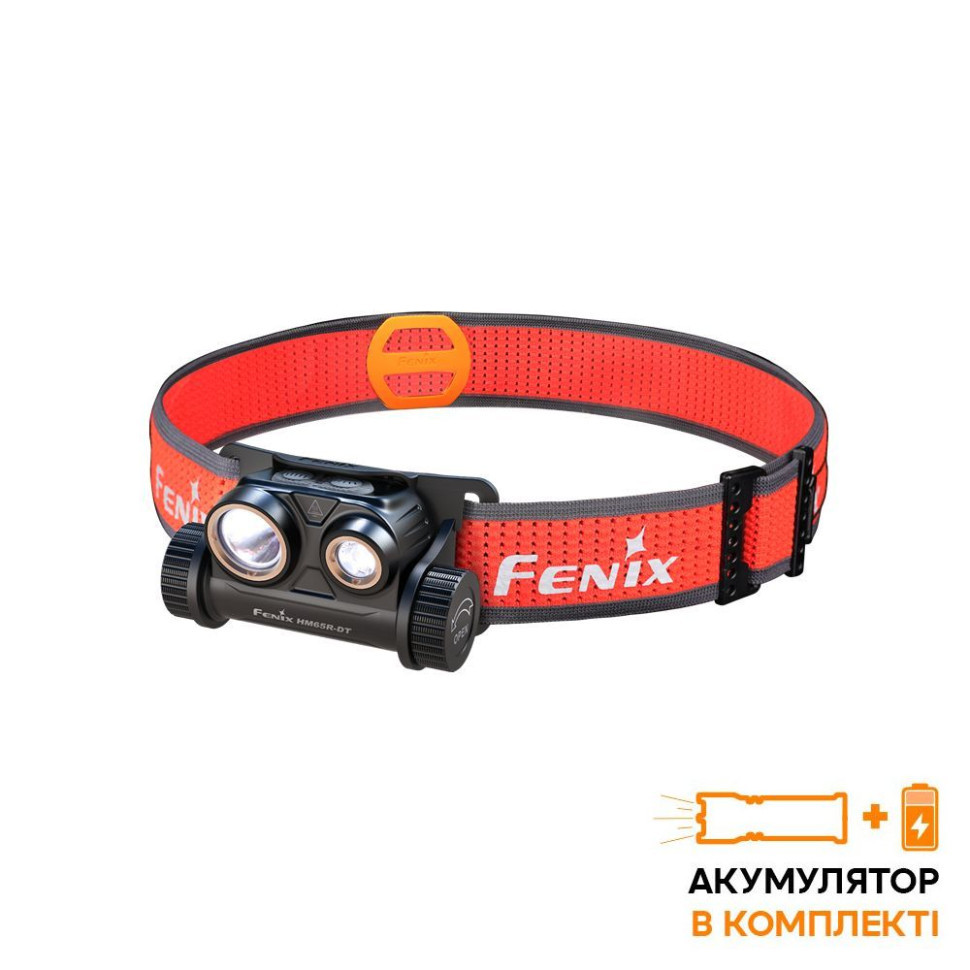 Ліхтар налобний для бігу Fenix HM65R-DT, чорний - фото 1
