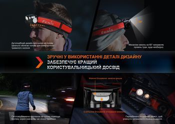 Фото Ліхтар налобний для бігу Fenix HM65R-DT, чорний