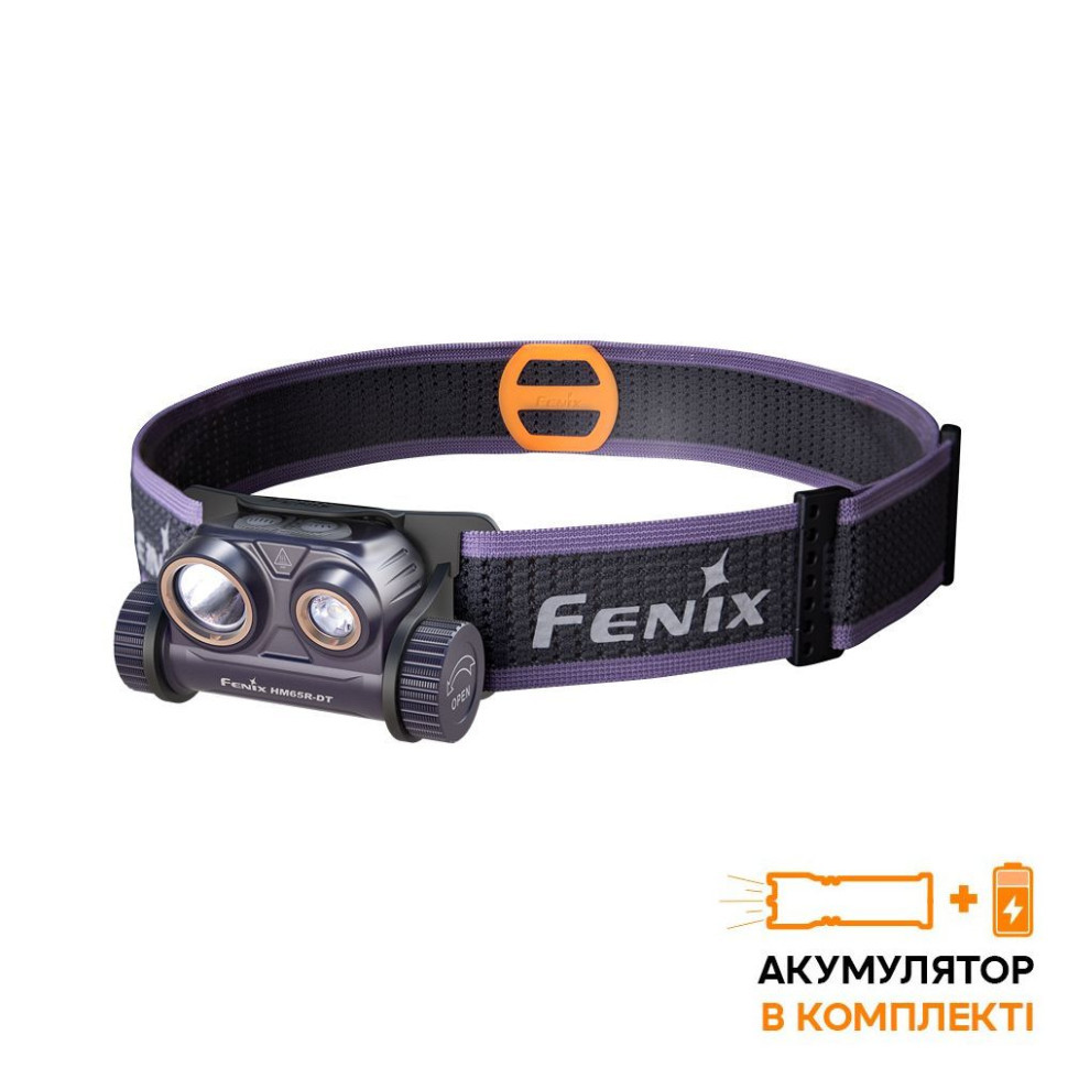 Ліхтар налобний для бігу Fenix HM65R-DT, фіолетовий - фото 1