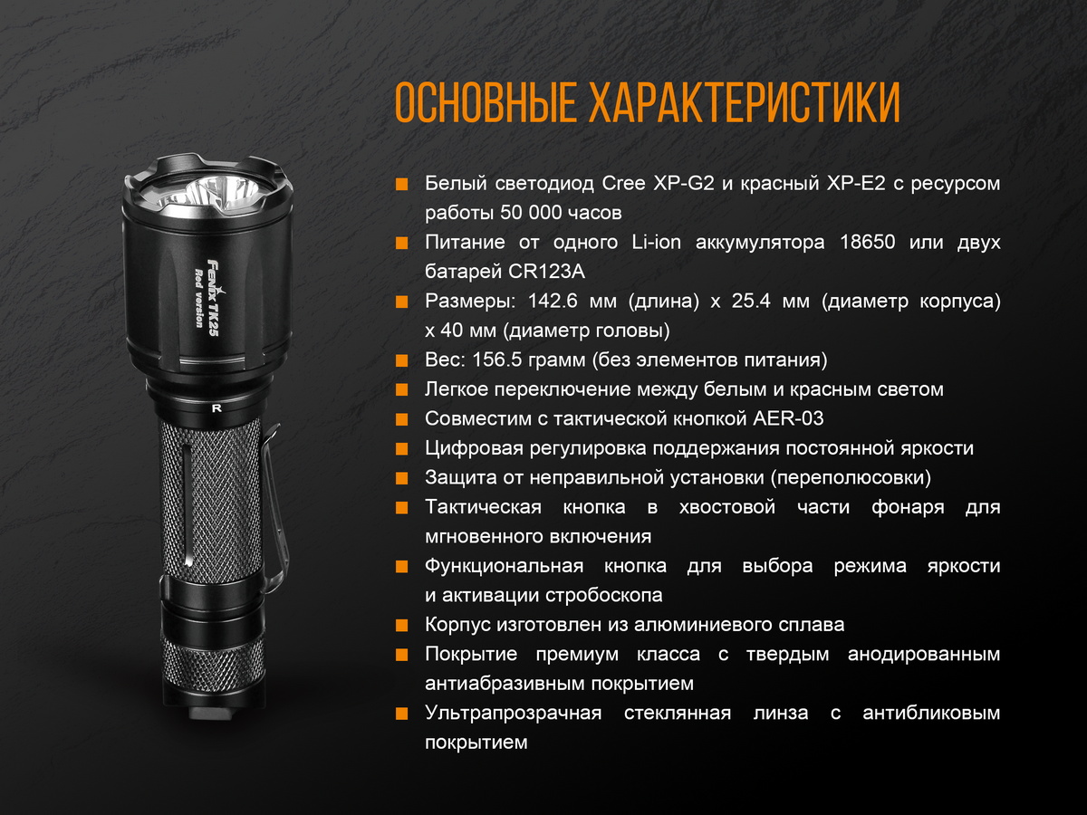 Ліхтар ручний Fenix TK25 Red - фото 5