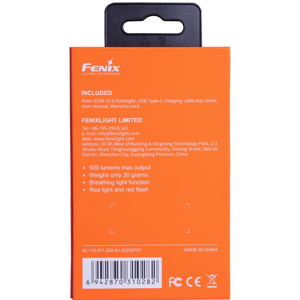 Ліхтар наключний Fenix E03R V2.0, червоний - фото 6
