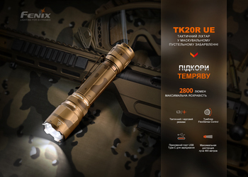 Фото Ліхтар тактичний Fenix TK20R UE, сірий