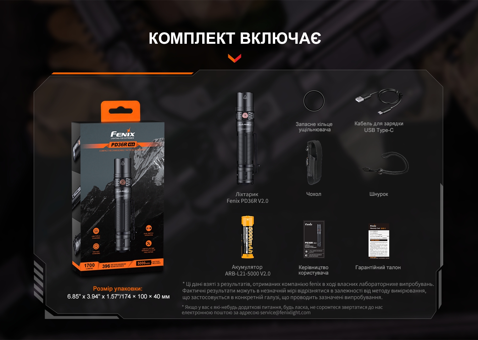 Ліхтар ручний Fenix PD36R V2.0 - фото 12