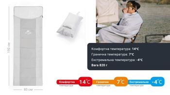 Фото Спальний мішок з подушкою Naturehike NH22MSD01, сірий