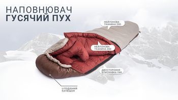 Фото Спальник з натуральним пухом Naturehike Snowbird NH20YD001, p-р L, коричневий 980 г