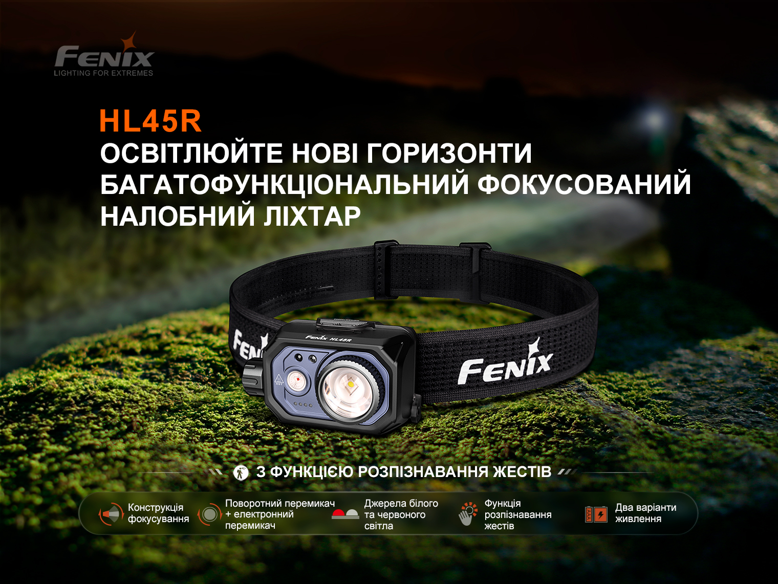 Ліхтар налобний Fenix HL45R LED з безконтактним датчиком HL45RLED 1000 Лм - фото 6