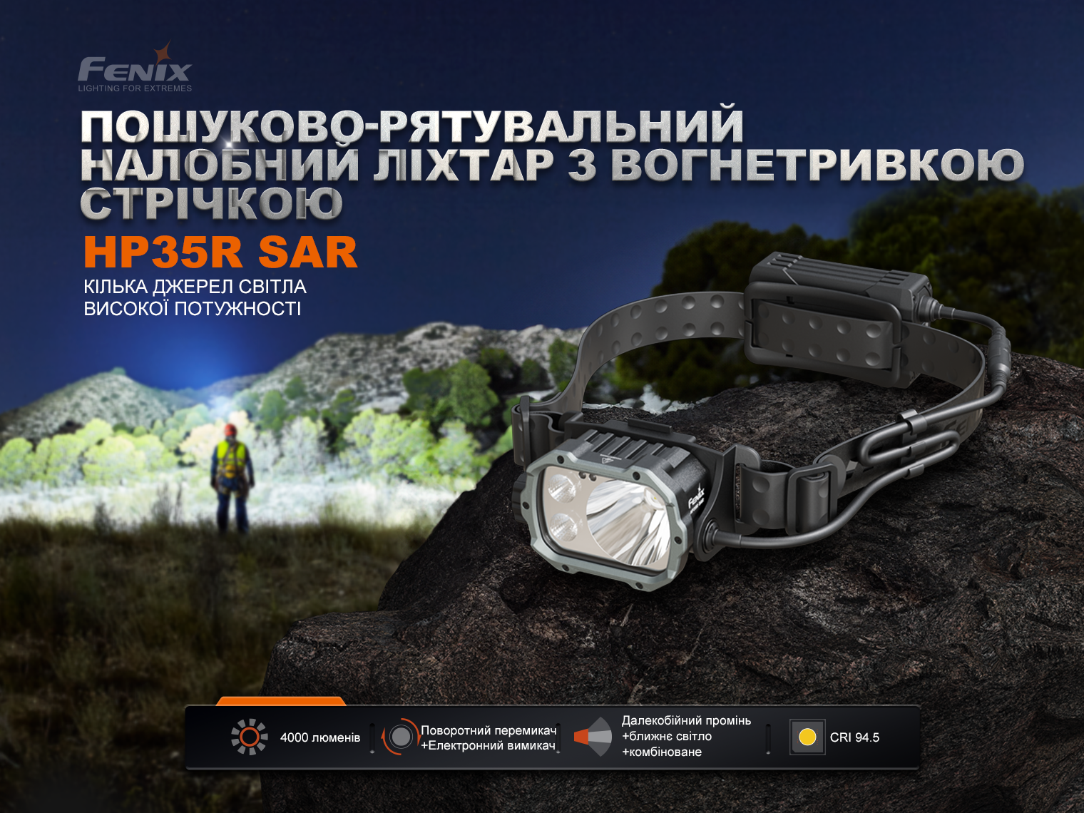 Ліхтар налобний Fenix HP35R SAR з вогнетривкою пов'язкою 4000 Лм - фото 5